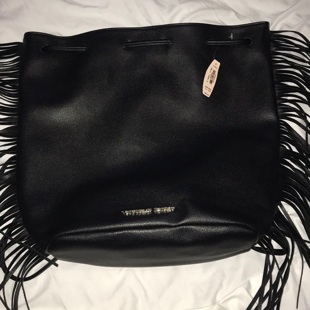 NEW!!!Leather black tassel bag